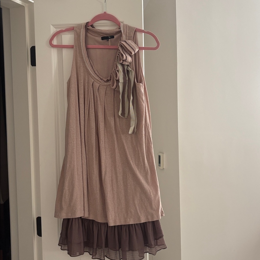 Ryu Pink and Brown Layered Dress